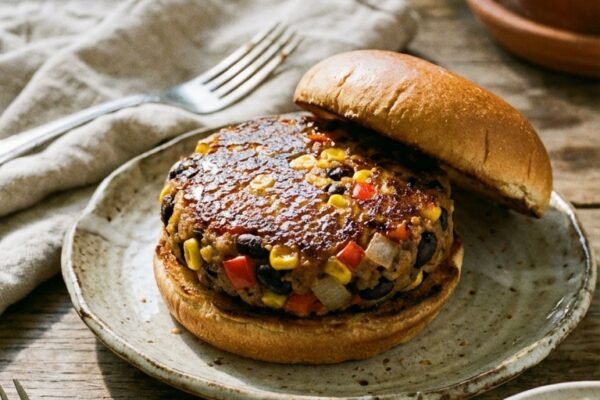 ベジビーンとコーンのバーガーレシピ: 南西部風