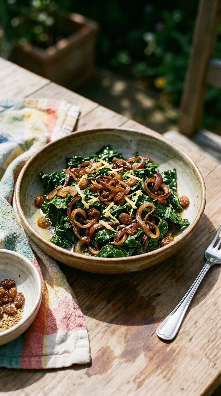 キャベツとカラメル玉ねぎのレシピ: インドのスパイスのおかず