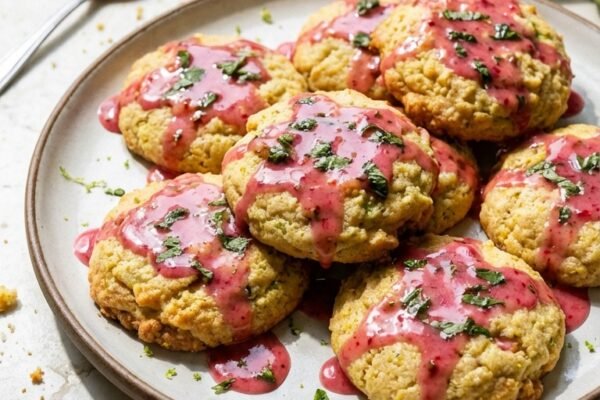 レモンコーンミールクッキーのレシピ：ラズベリーモヒートグレーズ