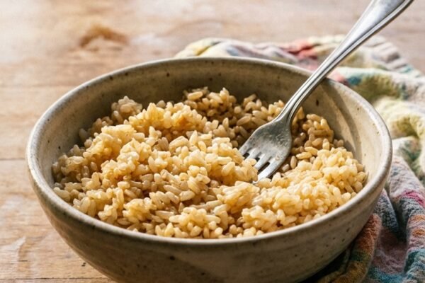 野菜スープ入り玄米レシピ: ローストしてナッツ風味